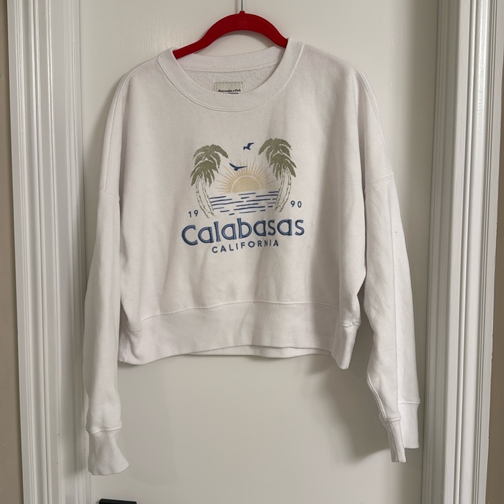 Abercrombie & Fitch Embroidered Calabasas California Cropped Sweatshirt